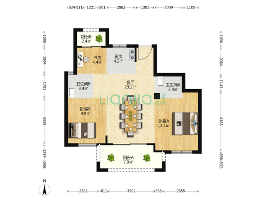 欣隆盛世半岛 3室1厅2卫 88平方