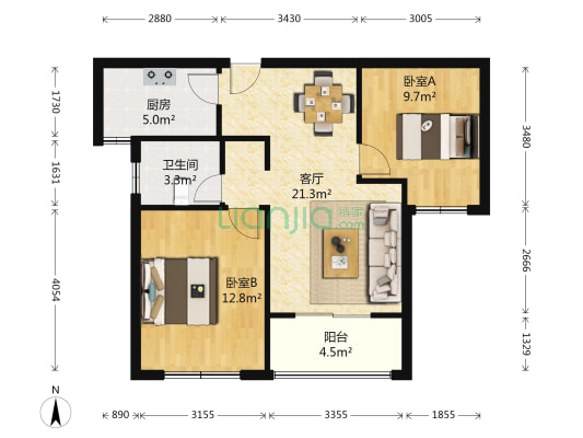 雀梅花园 2室1厅1卫 80平方