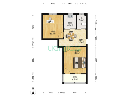 化机厂宿舍 2室1厅1卫 56平方