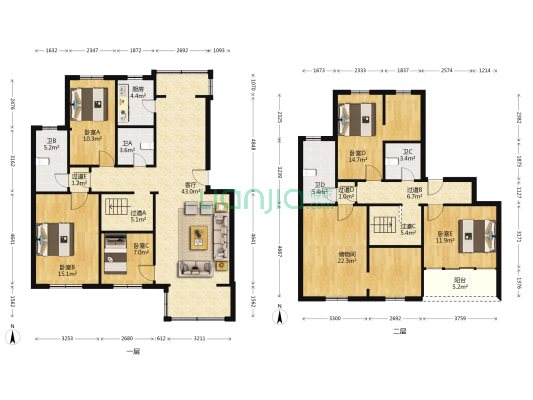 開泰楼 5室1厅4卫 180平方