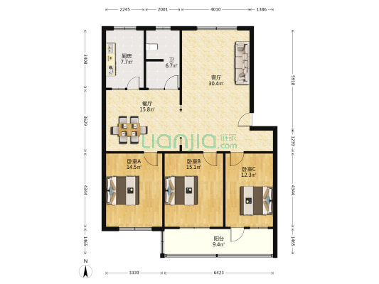 西坡南街国税局家属院 3室2厅1卫 132平方