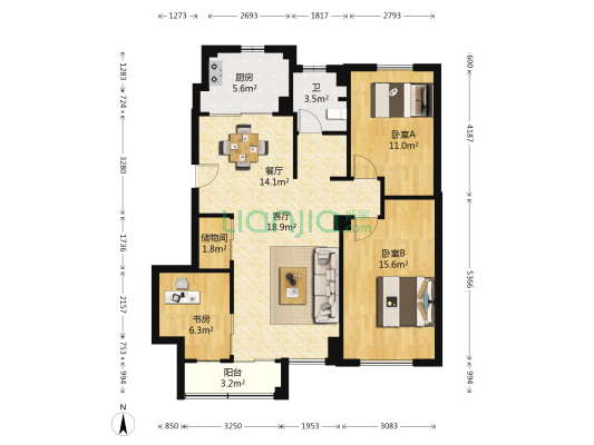 文澜水岸 3室2厅1卫 104平方