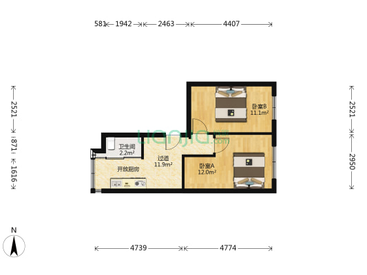 电校园 2室0厅1卫 52平方