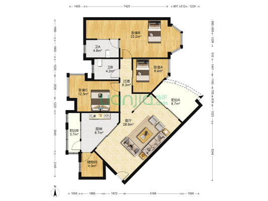 顺德碧桂园碧海名轩 3室1厅2卫 135平方
