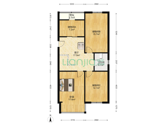 泊岭紫郡 1室1厅1卫 92平方