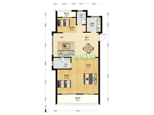 锦澜府 3室1厅2卫 108平方