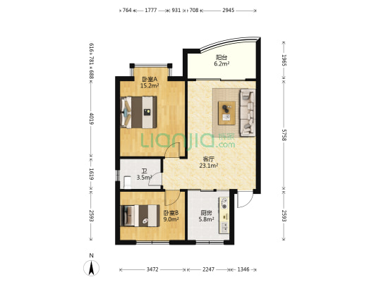 漓江新苑 2室1厅1卫 72平方
