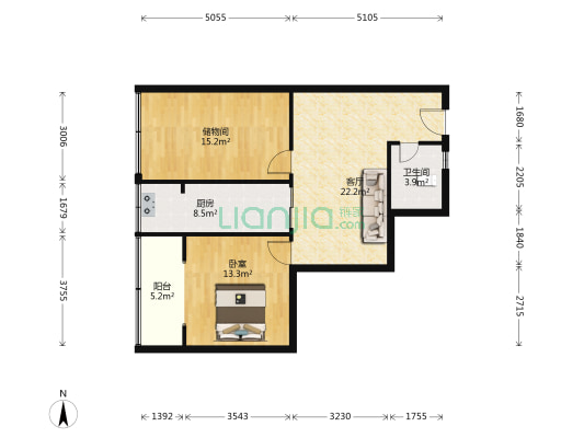 民健东园 1室1厅1卫 78平方