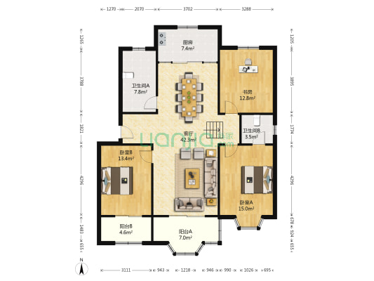 丹枫丽舍 3室1厅2卫 141平方