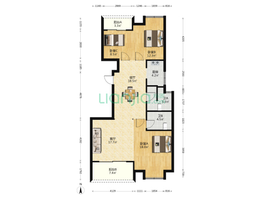 木雕嘉园 3室2厅2卫 126平方