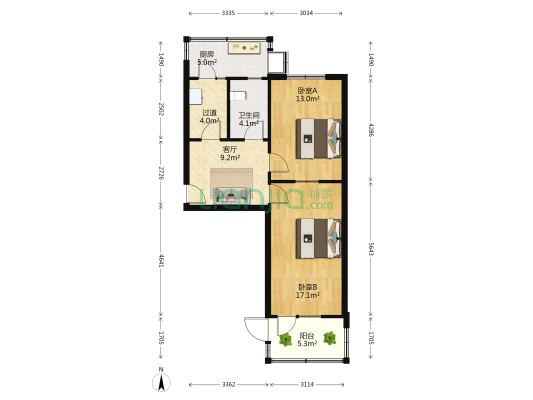翠薇雅居 2室1厅1卫 64平方