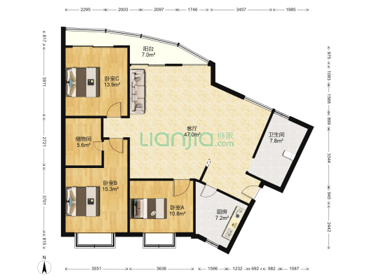 广都苑 3室1厅1卫 123平方