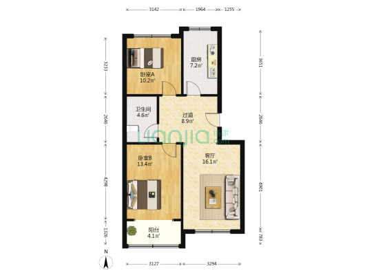 即发怡馨苑 2室1厅1卫 83平方