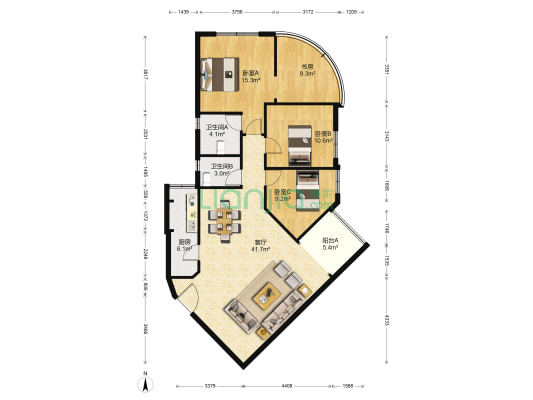 汇文楼 4室1厅2卫 126平方