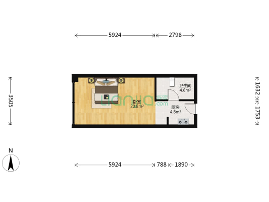 新金山公寓 1室0厅1卫 56平方