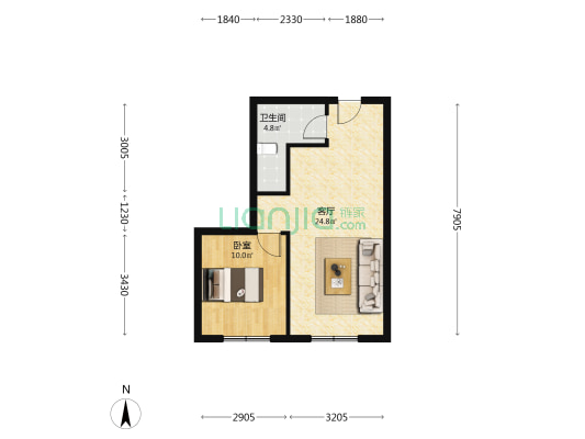 利是达星际广场 1室1厅1卫 61平方