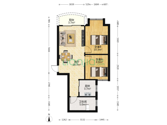 吉丰公寓 2室1厅1卫 63平方