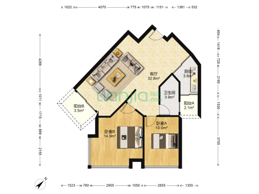 雅居乐白鹭湖挪威森林 2室1厅1卫 84平方