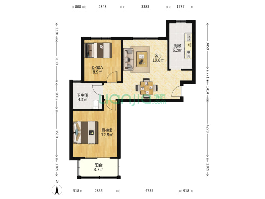 聚缘北庭 2室1厅1卫 73平方
