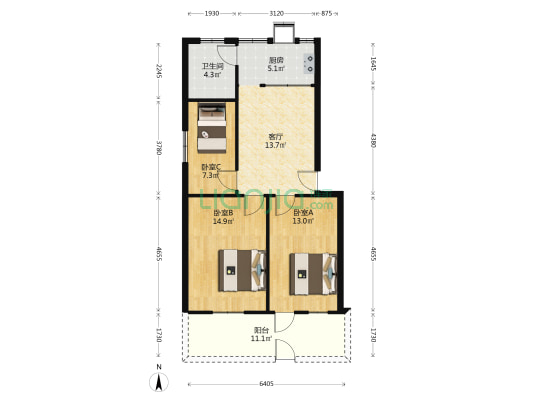 卫民巷40号 3室1厅1卫 77平方