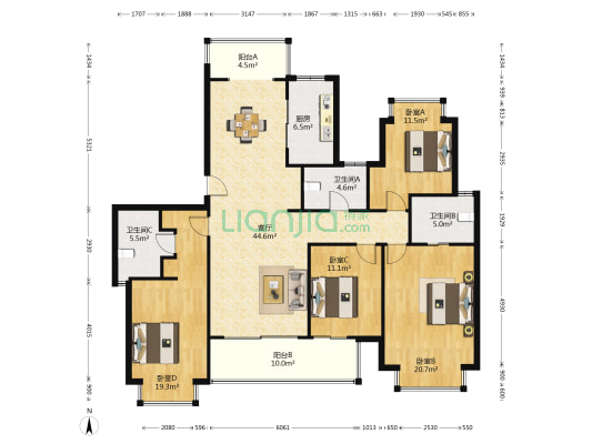 吉宝澜岸铭邸 4室1厅3卫 169平方