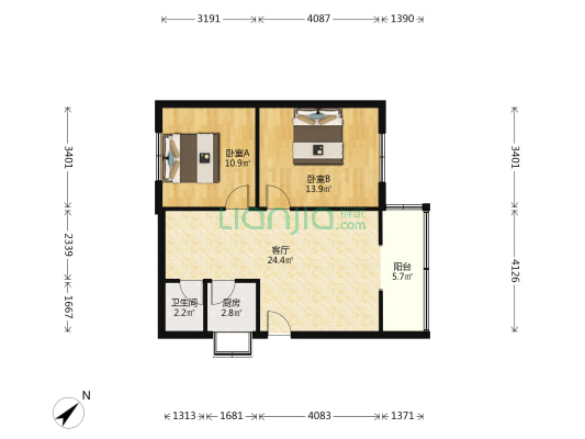模范路 2室1厅1卫 72平方