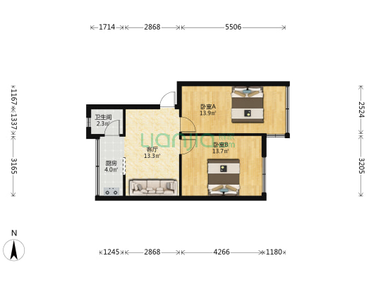 玉溪巷15号 2室1厅1卫 53平方