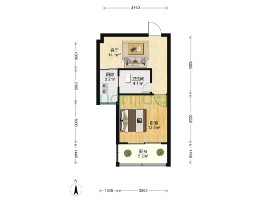 东港嘉苑二区 1室1厅1卫 50平方