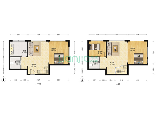 绿岛公寓 3室2厅2卫 80平方