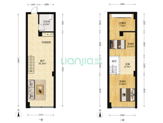 滨江丽景花园 2室1厅1卫 60平方
