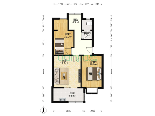 上中渡口 2室1厅1卫 58平方