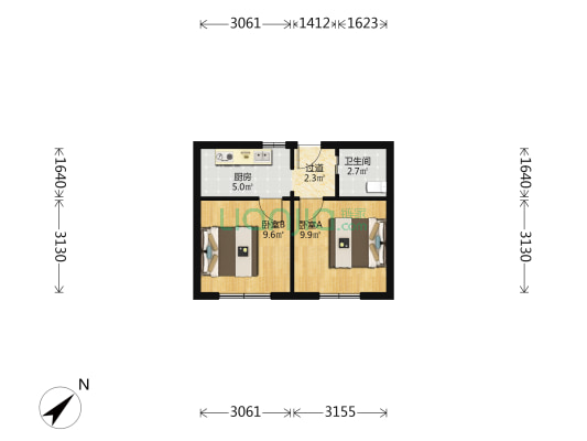 铁三局住宅小区(万安路) 2室0厅1卫 39平方