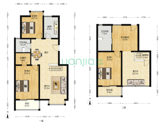 甘露苑 4室2厅2卫 183平方