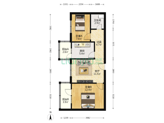 水电四局安装分局家属院 2室1厅1卫 58平方