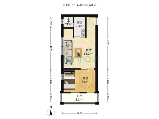 南村路 1室1厅1卫 35平方