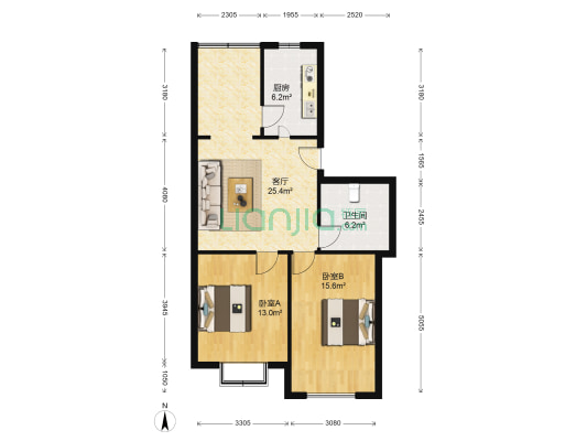 碧波苑 2室1厅1卫 82平方