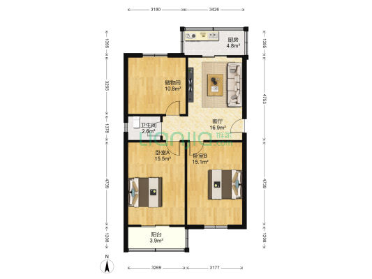 三建金花北路181号小区 2室1厅1卫 79平方