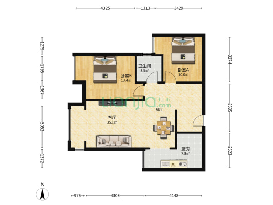 融侨城 2室1厅1卫 91平方