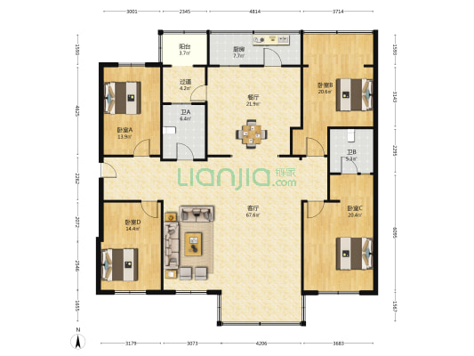 雅典娜 4室2厅2卫 233平方