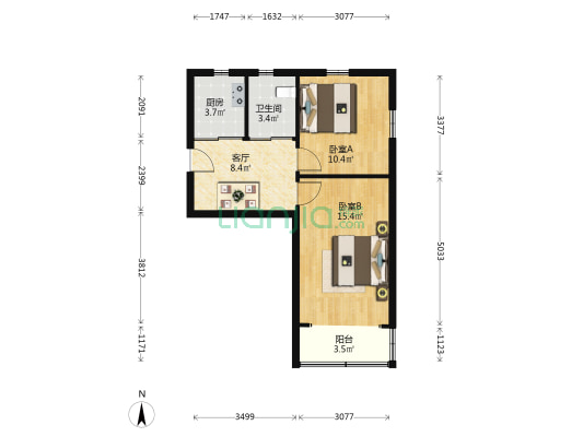 石化十五村 2室1厅1卫 54平方