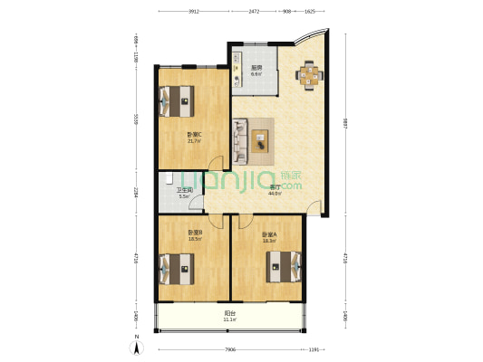 伊泰大厦 3室1厅1卫 141平方