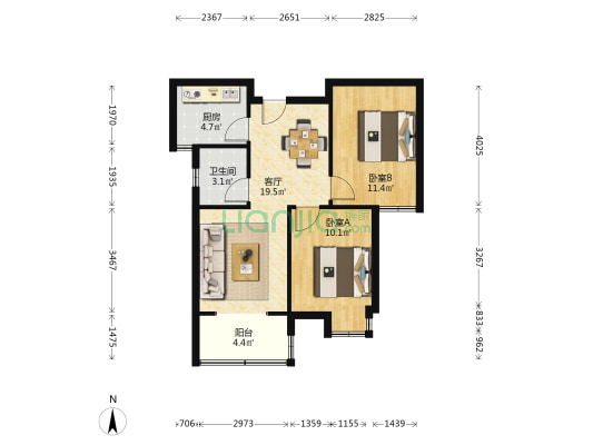 仁和佳园三期 2室1厅1卫 73平方