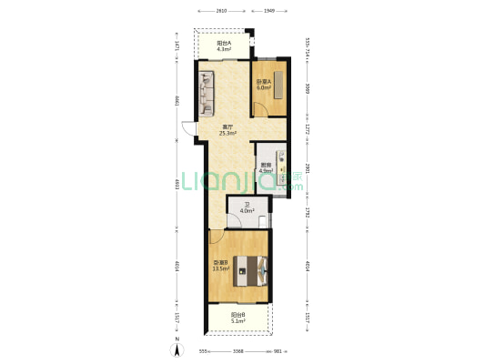 塘栖栖里东苑 2室1厅1卫 80平方