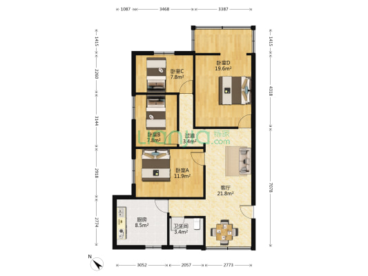 玉沙路133号 4室1厅1卫 96平方