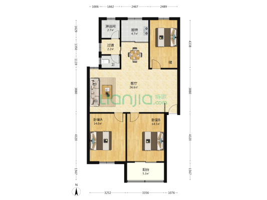 绿苑小区(亭湖区) 2室1厅2卫 112平方