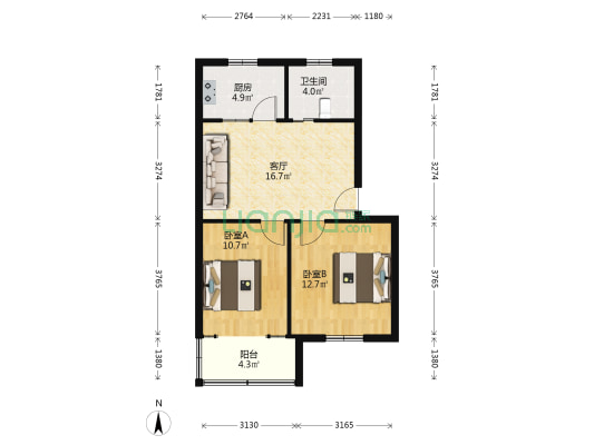 车站路383弄 2室1厅1卫 66平方