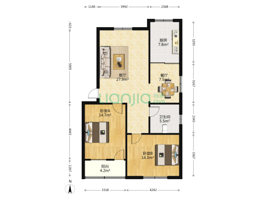 天平街142号 2室2厅1卫 99平方