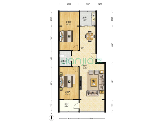 滨河花园 2室1厅1卫 105平方