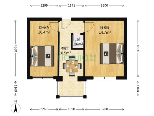 松北一区 2室1厅1卫 47平方