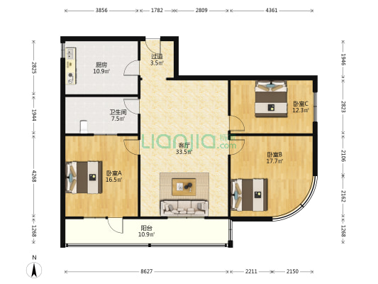 商都金居 3室1厅1卫 138平方
